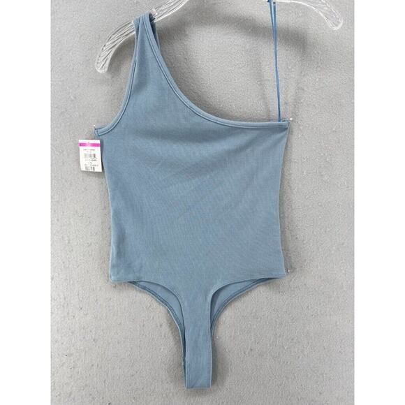 4TH & RECKLESS Bodysuit Womens Sz S Blue Charla One-shoulder Ribbed - Picture 6 of 7